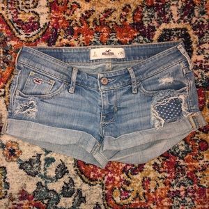 Hollister denim distressed shorts with hearts